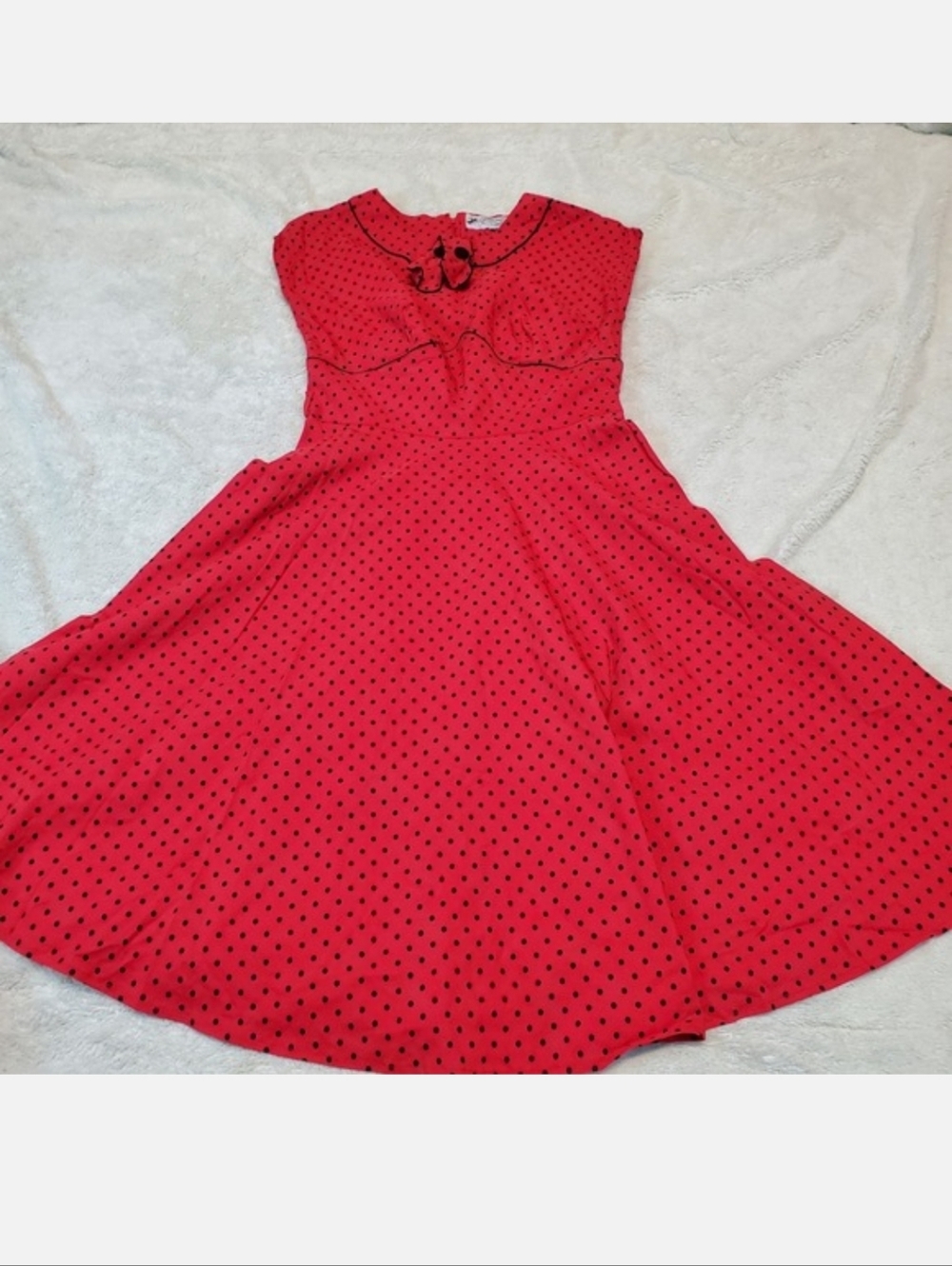 Hell Bunny Vixen Red Black Polka Dot Sweetheart Retro Y2K 50s Rockabilly Dress L